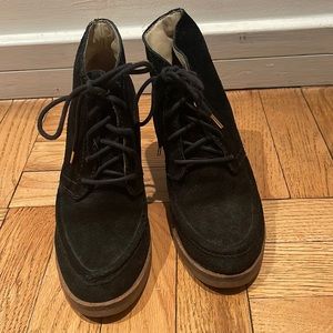 Suede wedge black bootie. 6.5. Decent condition. C Wonder brand.